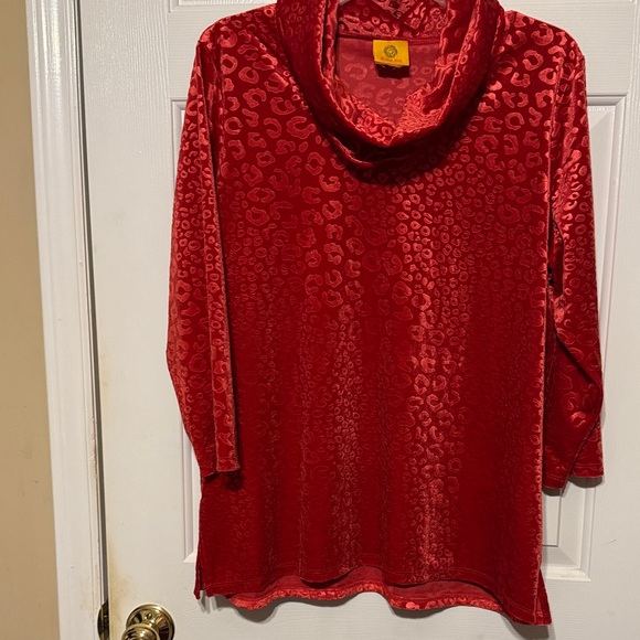 Ruby Rd. Red Cowl Neck Blouse Size Large - Picture 5 of 8